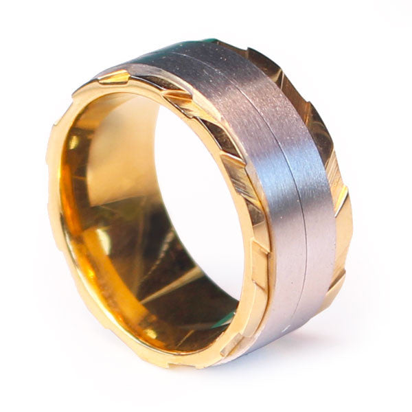 Perhiasan Cincin Stainless Pria Vernyx Golden Trax - VERNYX
