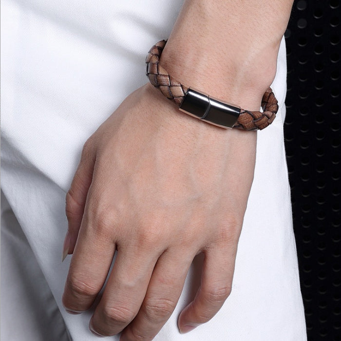 Perhiasan Gelang Pria Leather Vernyx Diamond Cork - VERNYX