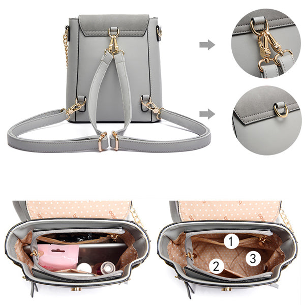 Tas Ransel Wanita Beibaobao Smoth Gray - VERNYX