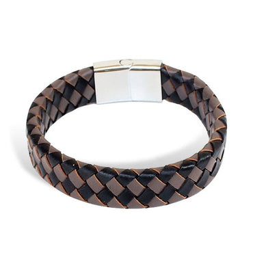 Perhiasan Gelang Kulit Pria Vernyx Silver Wide Square - VERNYX