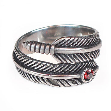 Perhiasan Cincin Gothic Stainless Vernyx Pria Charm Feather - VERNYX