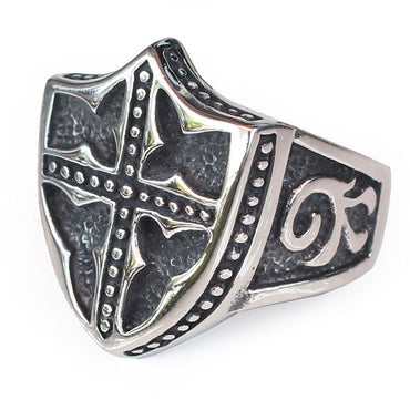 Perhiasan Cincin Gothic Stainless Vernyx Pria Cross Templar - VERNYX