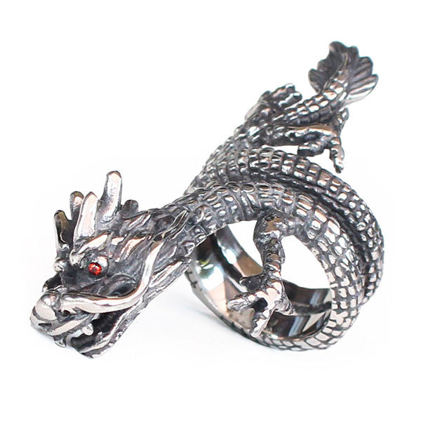 Perhiasan Cincin Gothic Stainless Vernyx Pria Dragon Twist - VERNYX
