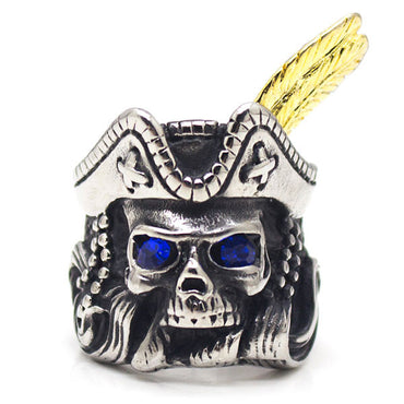 Perhiasan Cincin Gothic Pria Vernyx Blue Stone Pirate - VERNYX