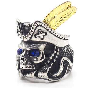 Perhiasan Cincin Gothic Pria Vernyx Blue Stone Pirate - VERNYX