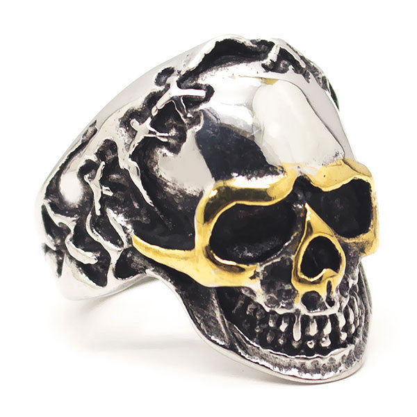 Perhiasan Cincin Gothic Pria Vernyx Gold Eye Skull - VERNYX