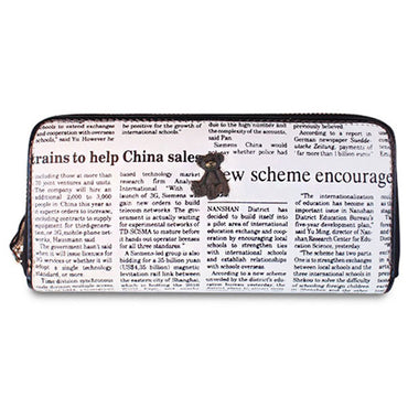 Dompet Panjang Wanita Wise Bear Newspaper - VERNYX
