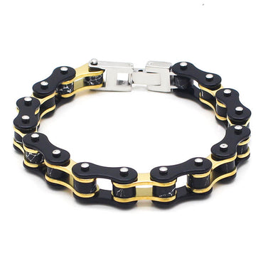 Perhiasan Gelang Stainless Pria Cracken Gold Cycle Chain - VERNYX