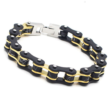 Perhiasan Gelang Stainless Pria Cracken Gold Cycle Chain - VERNYX