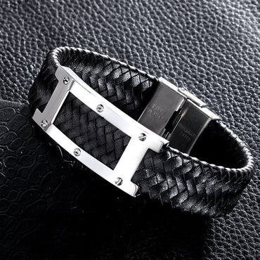 Perhiasan Gelang Kulit Pria Vernyx Wide Strada - VERNYX