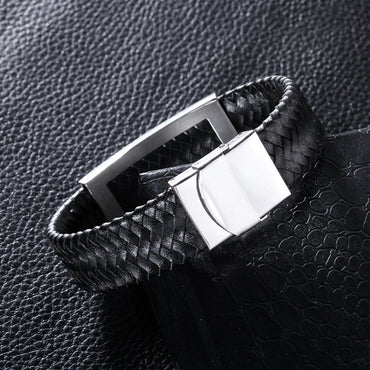 Perhiasan Gelang Kulit Pria Vernyx Wide Strada - VERNYX