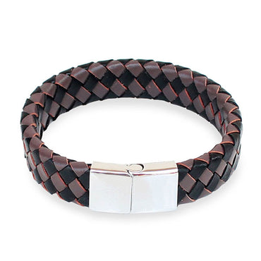 Perhiasan Gelang Kulit Pria Vernyx Silver Wide Square - VERNYX