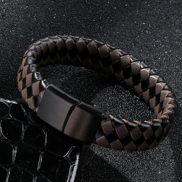 Perhiasan Gelang Kulit Pria Vernyx Wide Square - VERNYX