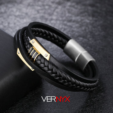 Perhiasan Gelang Leather Pria Vernyx Luxiora - VERNYX