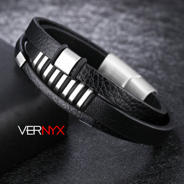 Perhiasan Gelang Leather Pria Vernyx Fencerlac - VERNYX