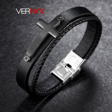 Perhiasan Gelang Silica  Pria Vernyx Cross Braidlist - VERNYX