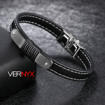 Perhiasan Gelang Leather Pria Vernyx Delplato