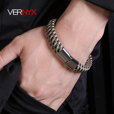 Perhiasan Gelang Leather Pria Vernyx Infussion - VERNYX