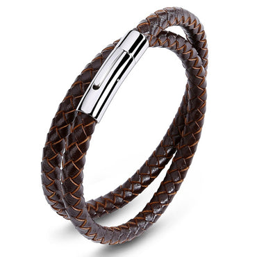 Perhiasan Gelang Leather Pria Vernyx Dual Slight - VERNYX