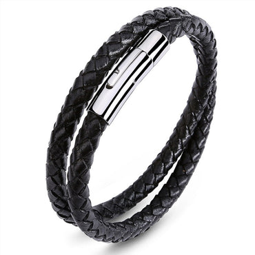Perhiasan Gelang Leather Pria Vernyx Dual Slight - VERNYX