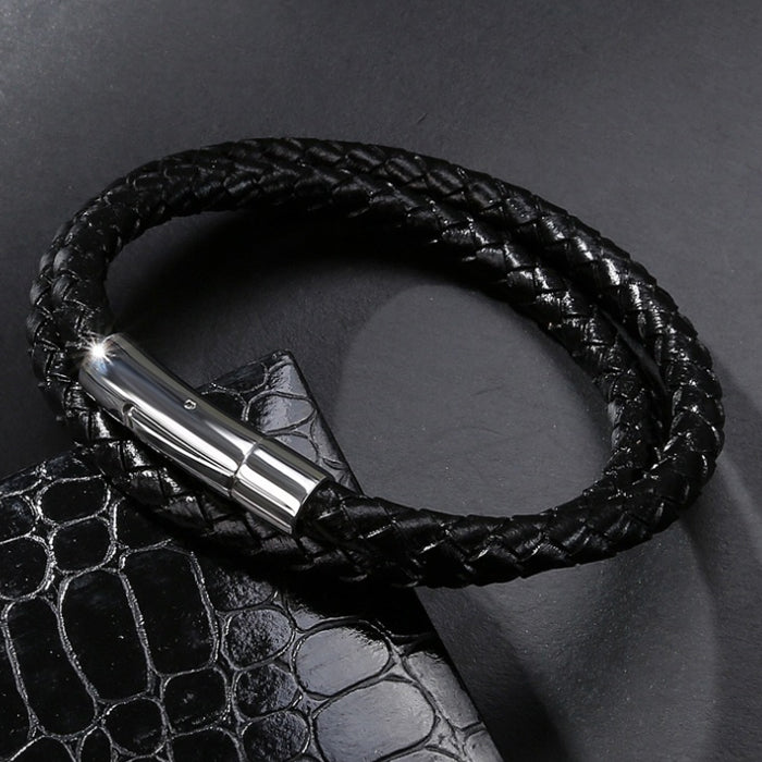 Perhiasan Gelang Leather Pria Vernyx Dual Slight - VERNYX