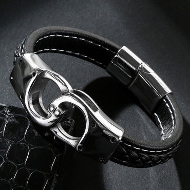 Perhiasan Gelang Leather Pria Vernyx Handcuff - VERNYX