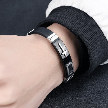 Perhiasan Gelang Silica Pria Vernyx Split Cross - VERNYX