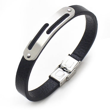 Perhiasan Gelang Leather Pria Vernyx Plate Shard - VERNYX