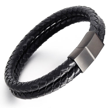 Perhiasan Gelang Kulit Pria Vernyx Dual Bold - VERNYX