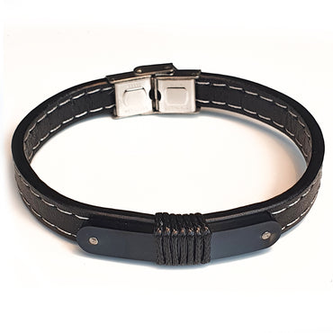 Perhiasan Gelang Pria Leather Vernyx Braid Platting