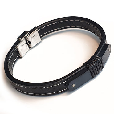 Perhiasan Gelang Pria Leather Vernyx Braid Platting