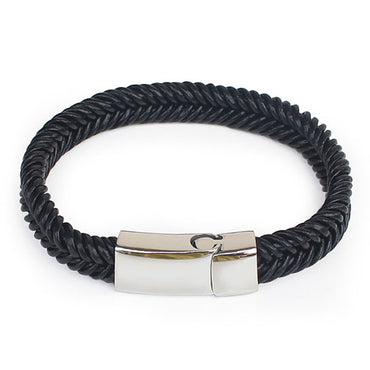 Perhiasan Gelang Pria Leather Vernyx Twisted Slim - VERNYX