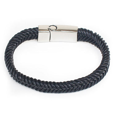 Perhiasan Gelang Pria Leather Vernyx Twisted Slim - VERNYX