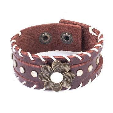 Perhiasan Gelang Kulit Wanita Big Flower - VERNYX