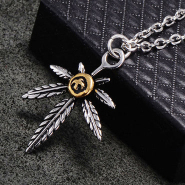 Perhiasan Kalung Gothic Pria Stainless Vernyx Ancient Leaf - VERNYX