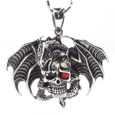 Perhiasan Kalung Gothic Pria Vernyx Skull Dragon - VERNYX