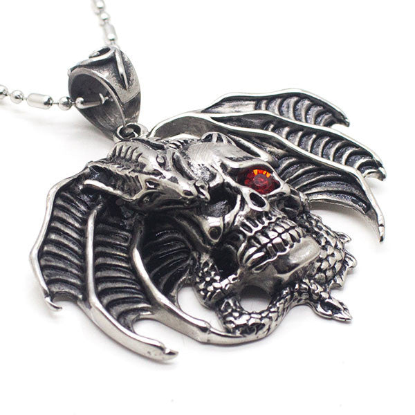 Perhiasan Kalung Gothic Pria Vernyx Skull Dragon - VERNYX