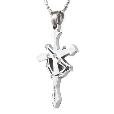 Perhiasan Kalung Salib Pria / Wanita Stainless Vernyx Zodiac Capricorn - VERNYX