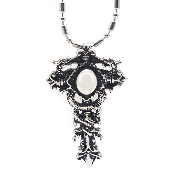 Perhiasan Kalung Salib Gothic Pria Stainless Vernyx Angel Eye - VERNYX