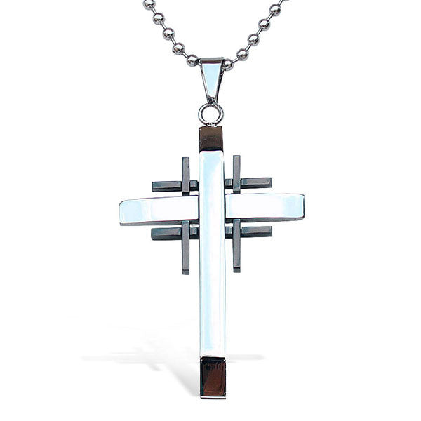 Perhiasan Kalung Salib Pria Stainless Vernyx Barrier Cross - VERNYX