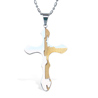 Perhiasan Kalung Salib Pria / Wanita Stainless Craced Half Cross - VERNYX
