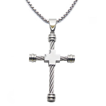 Perhiasan Kalung Salib Pria Stainless Vernyx Stringwire Cross - VERNYX
