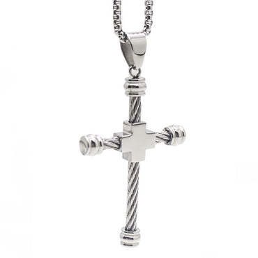 Perhiasan Kalung Salib Pria Stainless Vernyx Stringwire Cross - VERNYX