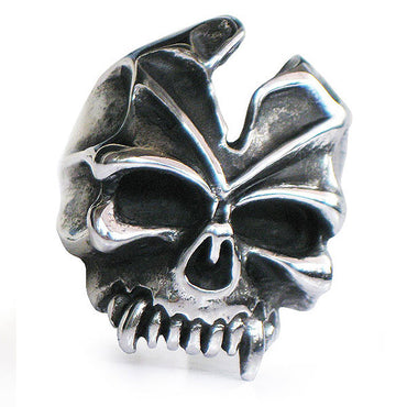 Perhiasan Cincin Gothic Stainless Pria Vernyx Skull of Khan - VERNYX